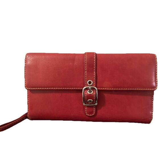 ✨COACH Vintage Wallet Hamptons Red Leather Large✨ - Picture 1 of 7